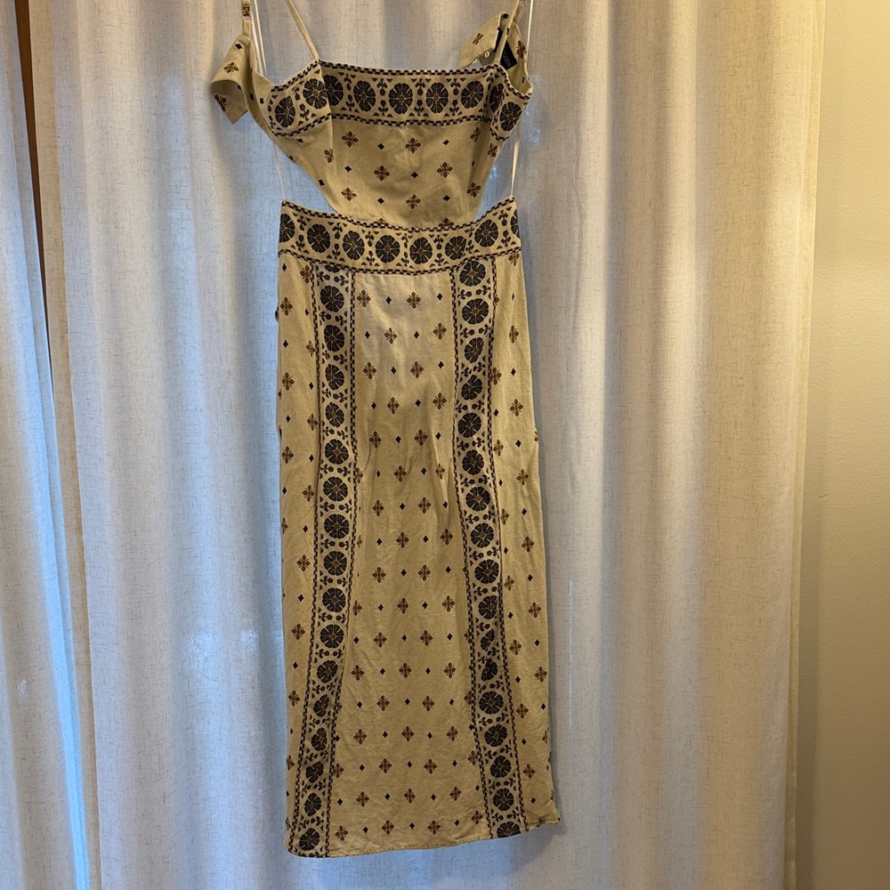 Zara Beige and Black Cut Out Dress